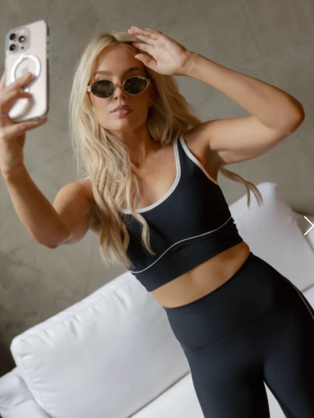 Salt Project Black White Power Piped Ribbed Bra NWT